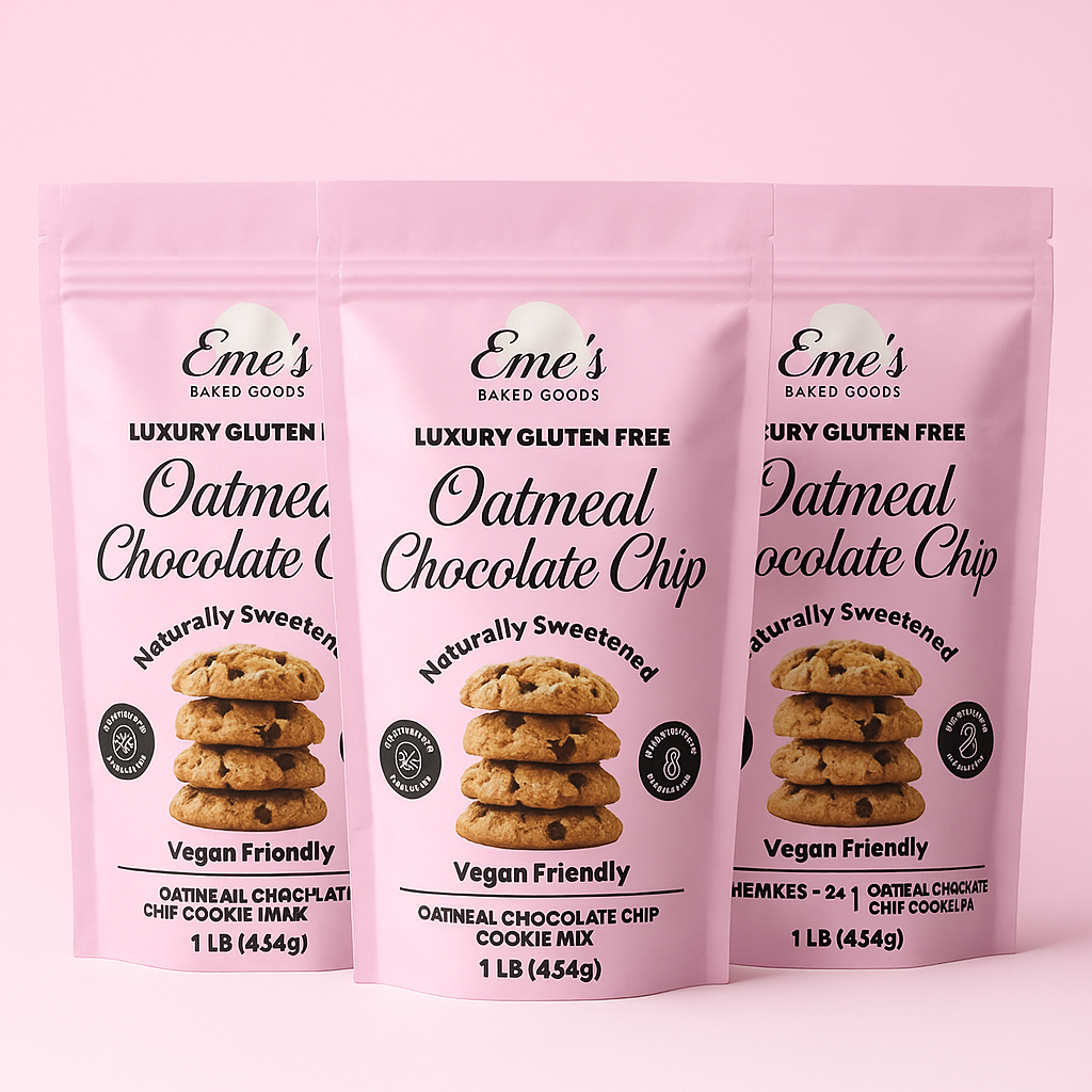 Gluten Free Oatmeal Chocolate Chip Cookie Mix Luxury Gluten-Free • Naturally Sweetened • Vegan Friendly • 1 LB (454g)
Minimum Order Quantity (MOQ): 100 units volume discounts available for larger orders. Wholesale Bundle Only.