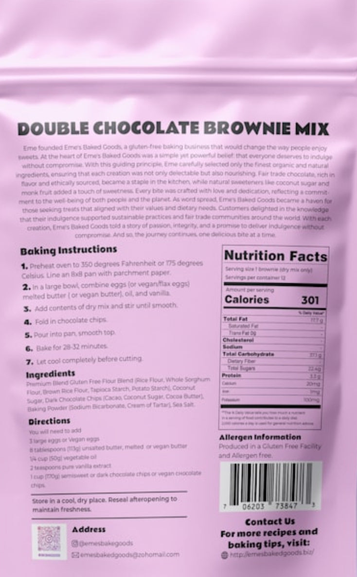 Double Chocolate Brownie Mix MOQ 100 Wholesale. Volume discounts available for larger orders. 454g 1lb single unit. Wholesale Only.